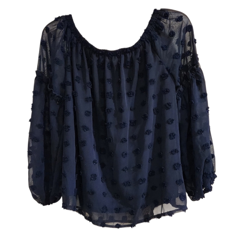 NWT ePretty Chicago Womens Sz Sm Selena Off The Shoulder Blouse Navy Blue